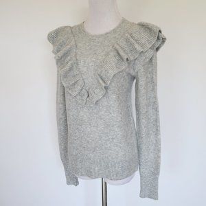 ANN TAYLOR LOFT Size XS Gray Sweater Ruffles